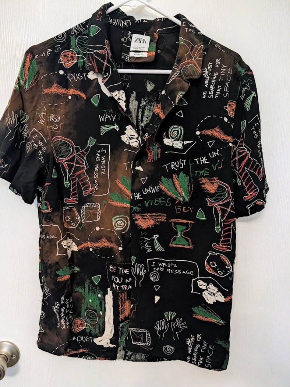 Zara men's Trust the Universe graphic S/S shirt Size M
